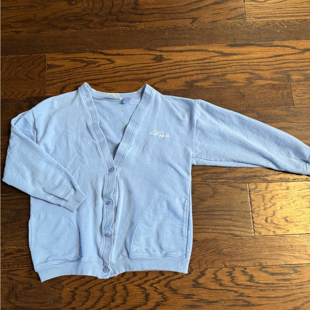 Vintage LA Gear Light Blue Cardigan Sweater size Large women’s or men’s 90’s
